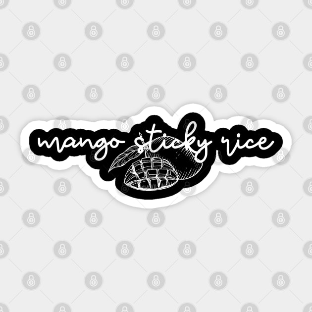 mango sticky rice - white - with sketch Sticker by habibitravels